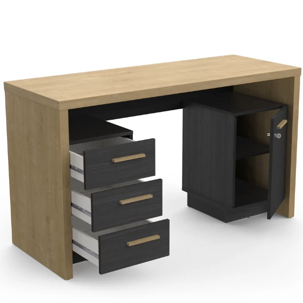 Bureau James-Hamilton Eik/gestructureerd Zwart 6 Bureau James-Hamilton Eik/gestructureerd Zwart - Afbeelding 4