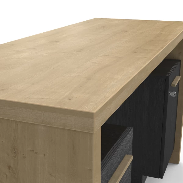 Bureau James-Hamilton Eik/gestructureerd Zwart 5 Bureau James-Hamilton Eik/gestructureerd Zwart - Afbeelding 3