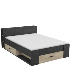 Bed Polly 140 X 190 Cm-Sidewalk Zwart/Kronberg Eik