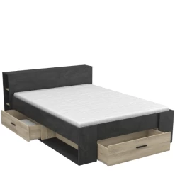 Bed Polly 140 X 190 Cm-Sidewalk Zwart/Kronberg Eik -Collectie Slaapkamermeubels Ontwerp zonder titel 2023 04 25T104401.871 c3ff