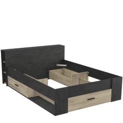 Bed Polly 140 X 190 Cm-Sidewalk Zwart/Kronberg Eik -Collectie Slaapkamermeubels Ontwerp zonder titel 2023 04 25T104434.460 584e