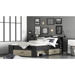 Bed Polly 140 X 190 Cm-Sidewalk Zwart/Kronberg Eik -Collectie Slaapkamermeubels Ontwerp zonder titel 2023 04 25T104555.547 3fa3