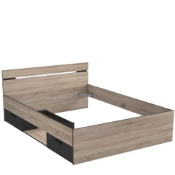 Bed Micheline 140 X 190 Cm-geborstelde Eik/matzwart -Collectie Slaapkamermeubels Ontwerp zonder titel 2023 04 25T114145.897 8854