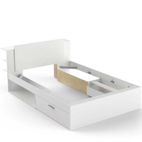 Bed Maura Met Opbergruimte 140 X 190cm/200 Cm-mat Wit 4 Bed Maura Met Opbergruimte 140 X 190cm/200 Cm-mat Wit - Afbeelding 2