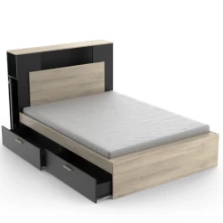 Bed Liva 140 X 190 Cm/200 Cm-Kronberg Eik/matzwart -Collectie Slaapkamermeubels Ontwerp zonder titel 2023 04 27T091426.616 046b