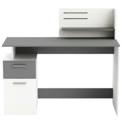 Bureau Pleun 1 Lade, 1 Draaideur, 1 Opbergvak, 1 Open Legplank En 2 Elastieken-mat Wit/donkergrijs -Collectie Slaapkamermeubels Ontwerp zonder titel 2023 05 09T082434.656 f161
