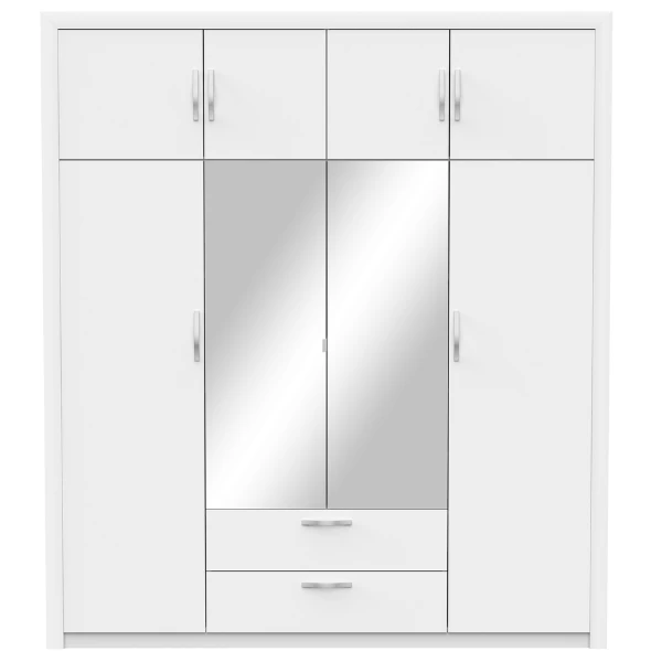 Kleerkast Philine 8 Draaideuren, 2 Lades, 8 Legplanken En 1 Kledingroede-mat Wit 9 Kleerkast Philine 8 Draaideuren, 2 Lades, 8 Legplanken En 1 Kledingroede-mat Wit - Afbeelding 7