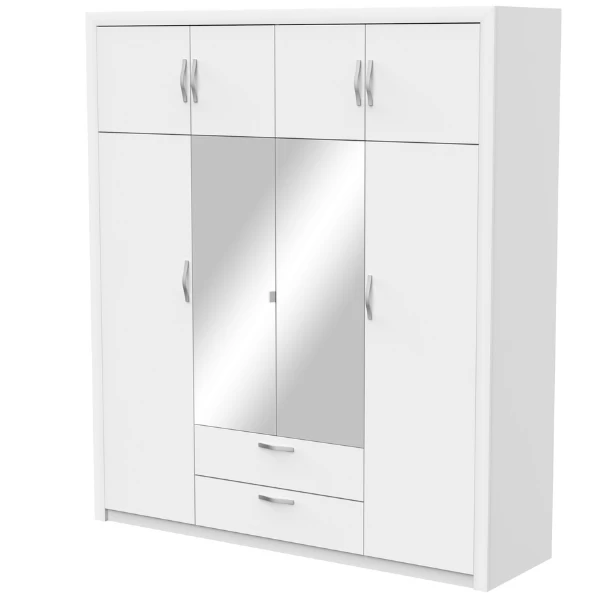 Kleerkast Philine 8 Draaideuren, 2 Lades, 8 Legplanken En 1 Kledingroede-mat Wit 8 Kleerkast Philine 8 Draaideuren, 2 Lades, 8 Legplanken En 1 Kledingroede-mat Wit - Afbeelding 6