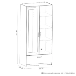 Kleerkast Ryan 2 Draaideuren, 3 Legplanken, 1 Kledingroede En 1 Lade-Kronberg Eik/mat Wit -Collectie Slaapkamermeubels Ontwerp zonder titel 2023 05 09T100312.975 d510