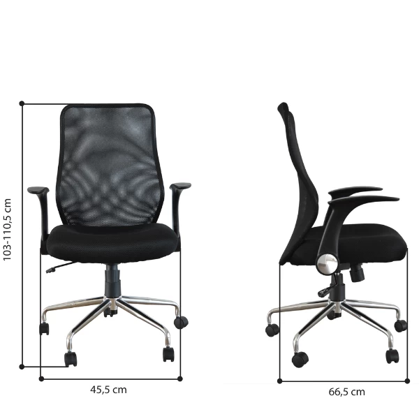 Bureaustoel Suri-matzwart Polyester Mesh 5 Bureaustoel Suri-matzwart Polyester Mesh - Afbeelding 3