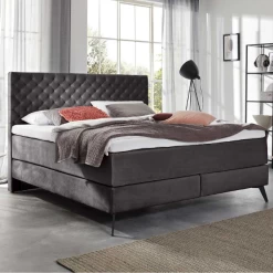 Tweepersoonsboxspring Janice 160x200cm - Antraciet