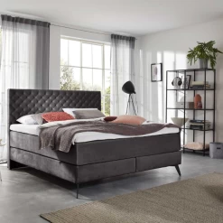 Tweepersoonsboxspring Janice 200x200cm - Antraciet -Collectie Slaapkamermeubels Ontwerp zonder titel 2023 05 15T150505.621 d2c4