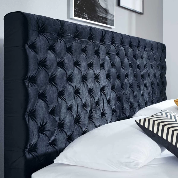 Tweepersoonsboxspring Janice 200x200cm - Donkerblauw 4 Tweepersoonsboxspring Janice 200x200cm - Donkerblauw - Afbeelding 2