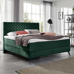 Tweepersoonsboxspring Janice 160x200cm - Donkergroen