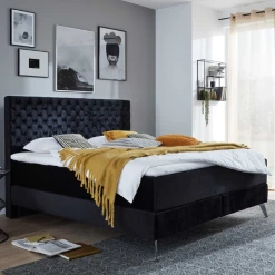Tweepersoonsboxspring Janice 160x200cm - Zwart