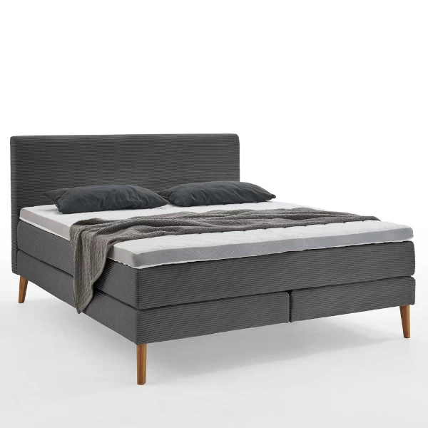 Boxspring Sirocco 140x200cm Ribfluweel - Donkergrijs 6 Boxspring Sirocco 140x200cm Ribfluweel - Donkergrijs - Afbeelding 4