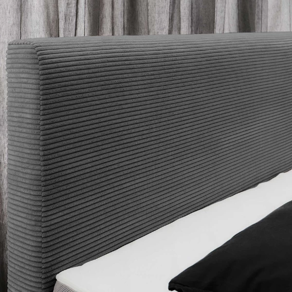 Boxspring Sirocco 140x200cm Ribfluweel - Donkergrijs 4 Boxspring Sirocco 140x200cm Ribfluweel - Donkergrijs - Afbeelding 2