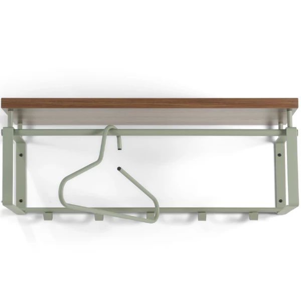 Wandkapstok Rayna 5 Haken, 1 Hoedenplank En 1 Kledingroede-pastel Groen/notenhout 7 Wandkapstok Rayna 5 Haken, 1 Hoedenplank En 1 Kledingroede-pastel Groen/notenhout - Afbeelding 5