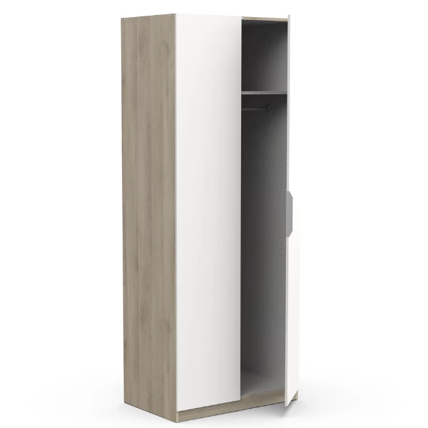 Garderobekast Spectre 80cm - Mat Wit/eik 5 Garderobekast Spectre 80cm - Mat Wit/eik - Afbeelding 3