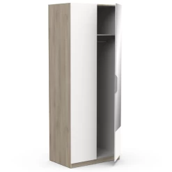 Garderobekast Spectre 80cm Met Spiegel - Mat Wit/eik -Collectie Slaapkamermeubels Ontwerp zonder titel 2023 06 09T092207.847 2493