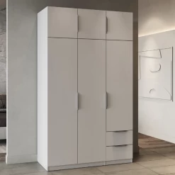 Kledingkast Spectre 120cm 6 Deuren & 2 Lades - Mat Wit