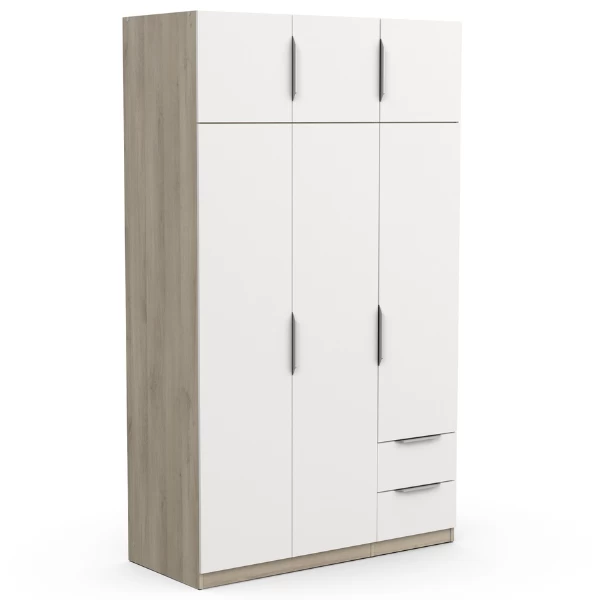 Kledingkast Spectre 120cm 6 Deuren & 2 Lades - Mat Wit/eik 8 Kledingkast Spectre 120cm 6 Deuren & 2 Lades - Mat Wit/eik - Afbeelding 6