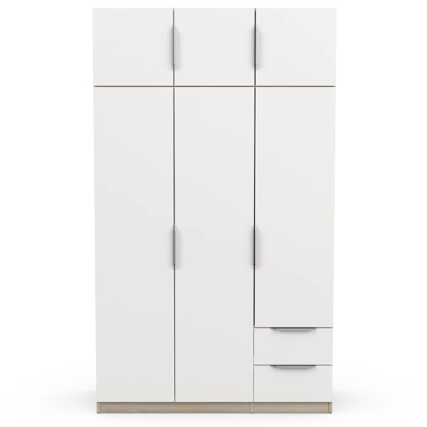 Kledingkast Spectre 120cm 6 Deuren & 2 Lades - Mat Wit/eik 7 Kledingkast Spectre 120cm 6 Deuren & 2 Lades - Mat Wit/eik - Afbeelding 5