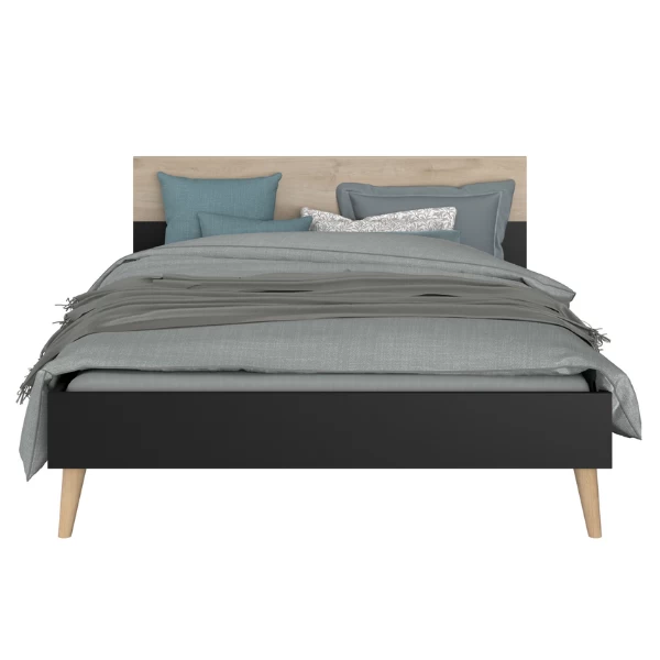 Tweepersoonsbed Hardy 140x190 - Zwart/eik 5 Tweepersoonsbed Hardy 140x190 - Zwart/eik - Afbeelding 3