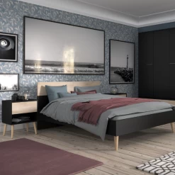 Tweepersoonsbed Hardy 140x190 - Zwart/eik 9 Tweepersoonsbed Hardy 140x190 - Zwart/eik -Collectie Slaapkamermeubels Ontwerp zonder titel 2023 06 20T161817.534 bb7d