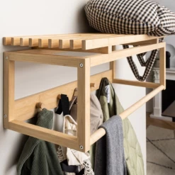 Wandkapstok Bay 80cm Met Roede En Hoedenplank - Bamboe -Collectie Slaapkamermeubels Ontwerp zonder titel 2023 06 26T141525.546 1 0422