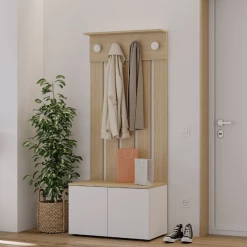 Vestiaire Dorothy 4 Haken, 2 Draaideuren En 2 Legplanken-wit/lichte Eik -Collectie Slaapkamermeubels Ontwerp zonder titel 2023 06 27T100018.985 1 a8ef