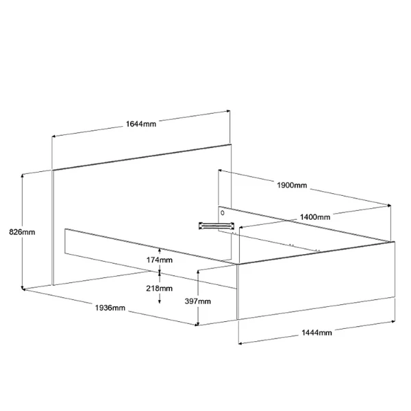 Tweepersoonsbed Ponte 140x190cm - Eikdecor 4 Tweepersoonsbed Ponte 140x190cm - Eikdecor - Afbeelding 2