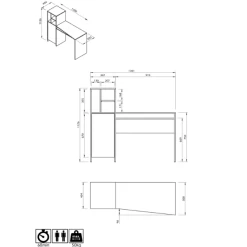 Bureau Michelle 4 Open Vakken, 1 Draaideur En 1 Legplank-lichte Eik/wit -Collectie Slaapkamermeubels Ontwerp zonder titel 2023 06 29T090930.729 2 4cb2
