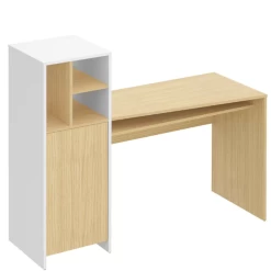 Bureau Michelle 4 Open Vakken, 1 Draaideur En 1 Legplank-lichte Eik/wit -Collectie Slaapkamermeubels Ontwerp zonder titel 2023 06 29T091353.289 9088