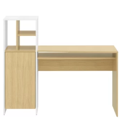 Bureau Michelle 4 Open Vakken, 1 Draaideur En 1 Legplank-lichte Eik/wit -Collectie Slaapkamermeubels Ontwerp zonder titel 2023 06 29T091435.072 1 8372