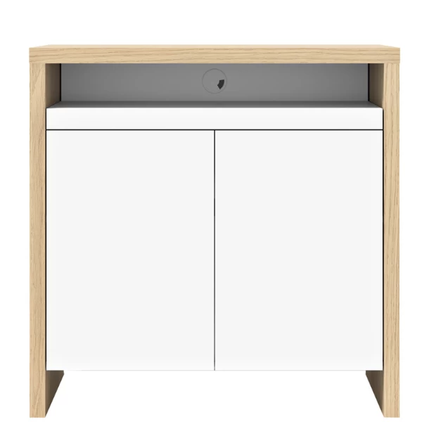 Sidetable Olivette 2 Draaideuren, 1 Legplank, 1 Uitschuifbare Plank, 1 Open Vak-wit/lichte Eik 13 Sidetable Olivette 2 Draaideuren, 1 Legplank, 1 Uitschuifbare Plank, 1 Open Vak-wit/lichte Eik - Afbeelding 11