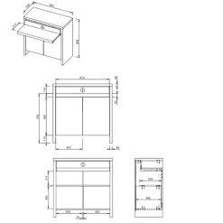 Sidetable Olivette 2 Draaideuren, 1 Legplank, 1 Uitschuifbare Plank, 1 Open Vak-wit/lichte Eik 15 Sidetable Olivette 2 Draaideuren, 1 Legplank, 1 Uitschuifbare Plank, 1 Open Vak-wit/lichte Eik -Collectie Slaapkamermeubels Ontwerp zonder titel 2023 06 29T105746.509 e174