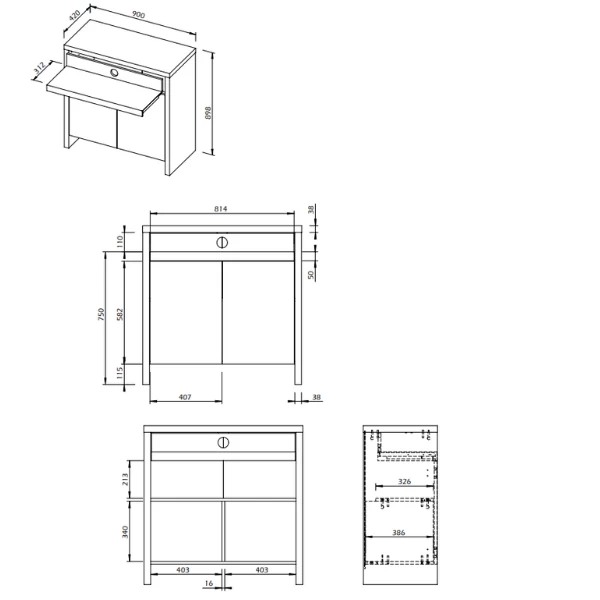 Sidetable Olivette 2 Draaideuren, 1 Legplank, 1 Uitschuifbare Plank, 1 Open Vak-wit/lichte Eik 5 Sidetable Olivette 2 Draaideuren, 1 Legplank, 1 Uitschuifbare Plank, 1 Open Vak-wit/lichte Eik - Afbeelding 3