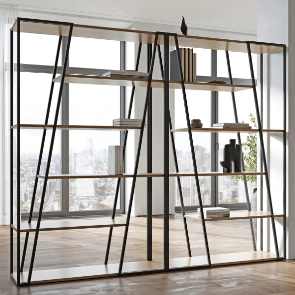 Boekenrek Albérique 4 Legplanken-eik/zwart 4 Boekenrek Albérique 4 Legplanken-eik/zwart - Afbeelding 2