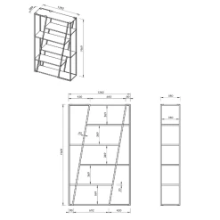 Boekenrek Albérique 4 Legplanken-eik/zwart 13 Boekenrek Albérique 4 Legplanken-eik/zwart -Collectie Slaapkamermeubels Ontwerp zonder titel 2023 06 30T084201.731 1 c50f
