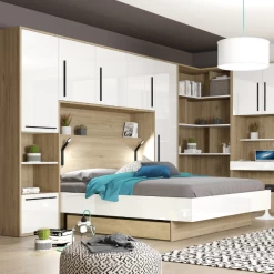 Hoofdbord + Bed Moloko 140 X190 Cm-hoogglans Wit En Eik 22 Hoofdbord + Bed Moloko 140 X190 Cm-hoogglans Wit En Eik -Collectie Slaapkamermeubels Ontwerp zonder titel 2023 07 04T091738.675 1 7e9f