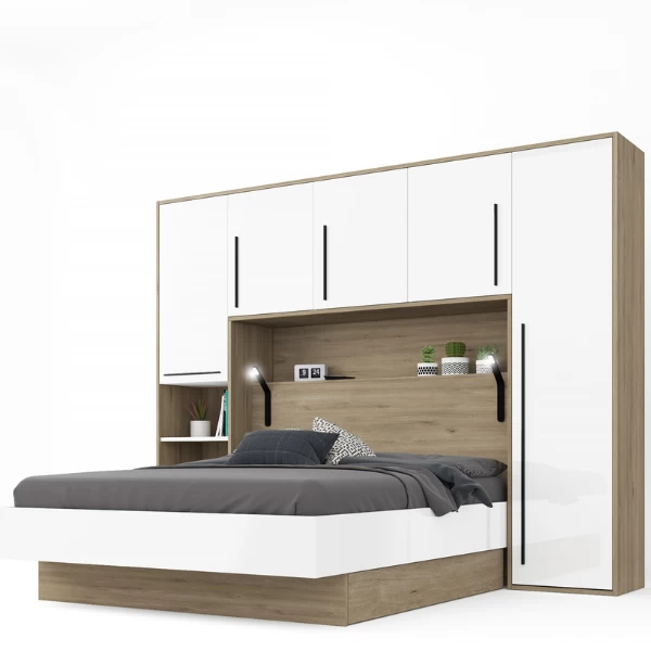 Hoofdbord + Bed Moloko 140 X190 Cm-hoogglans Wit En Eik 13 Hoofdbord + Bed Moloko 140 X190 Cm-hoogglans Wit En Eik - Afbeelding 11