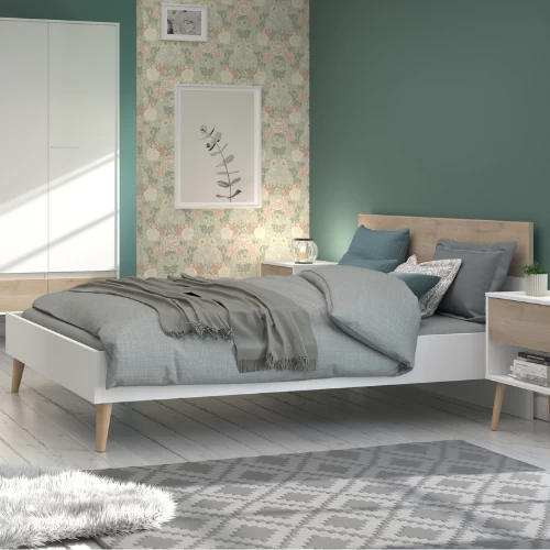 Tweepersoonsbed Hardy 140x190 - Wit/eik 9 Tweepersoonsbed Hardy 140x190 - Wit/eik - Afbeelding 7