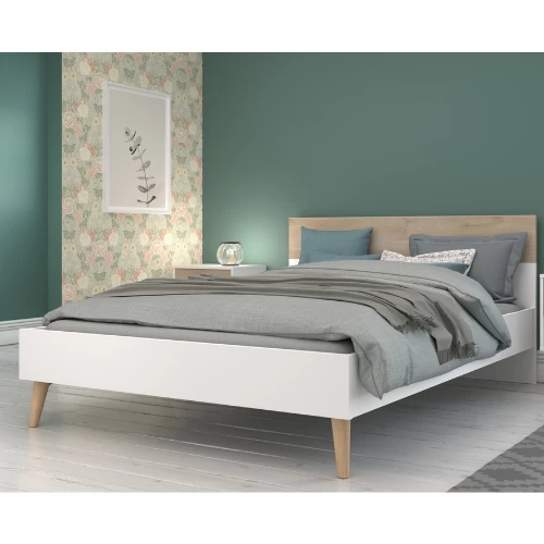 Tweepersoonsbed Hardy 140x190 - Wit/eik 4 Tweepersoonsbed Hardy 140x190 - Wit/eik - Afbeelding 2