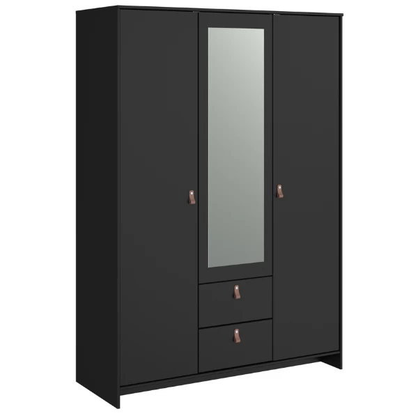 Kledingkast Minty 137cm, 3 Deuren & 2 Lades - Zwart 13 Kledingkast Minty 137cm, 3 Deuren & 2 Lades - Zwart - Afbeelding 11