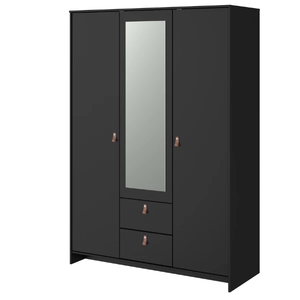 Kledingkast Minty 137cm, 3 Deuren & 2 Lades - Zwart 11 Kledingkast Minty 137cm, 3 Deuren & 2 Lades - Zwart - Afbeelding 9