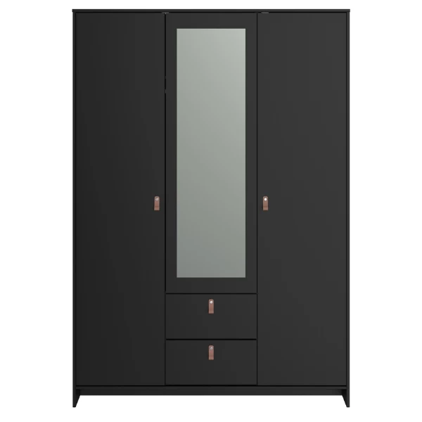 Kledingkast Minty 137cm, 3 Deuren & 2 Lades - Zwart 10 Kledingkast Minty 137cm, 3 Deuren & 2 Lades - Zwart - Afbeelding 8