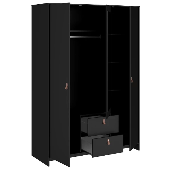 Kledingkast Minty 137cm, 3 Deuren & 2 Lades - Zwart 8 Kledingkast Minty 137cm, 3 Deuren & 2 Lades - Zwart - Afbeelding 6