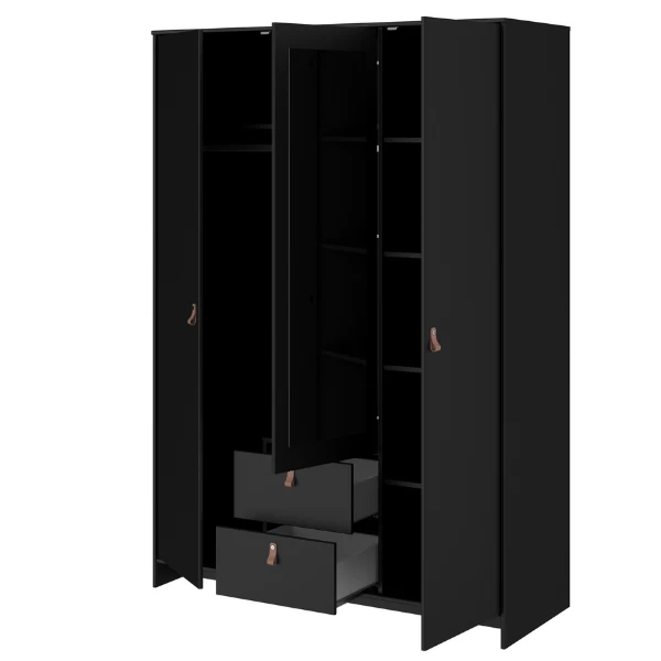 Kledingkast Minty 137cm, 3 Deuren & 2 Lades - Zwart 9 Kledingkast Minty 137cm, 3 Deuren & 2 Lades - Zwart - Afbeelding 7