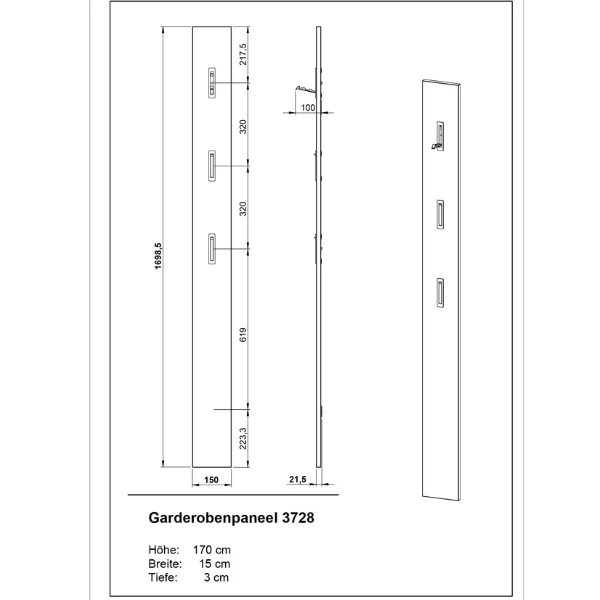 Wandkapstok Amika 3 Haken - Antraciet 4 Wandkapstok Amika 3 Haken - Antraciet - Afbeelding 2